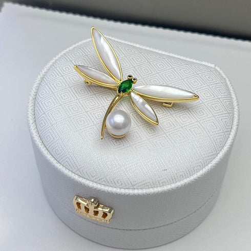 Dragonfly Pearl Brooch
